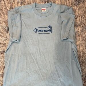 Supreme Light Blue Tee with Navy Oval Logo